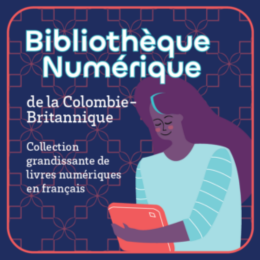 Bibliotheque numerique shows an image of a woman reading a book, promoting a French language ebook collection.