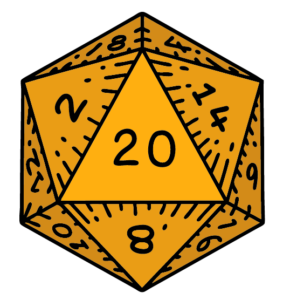 yellow coloured many sided numbered dice