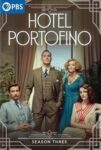 DVD cover of Hotel Portofino Season 3 shows a man and woman standing in front of a curtained window, a younger man and woman are seated next to them. 